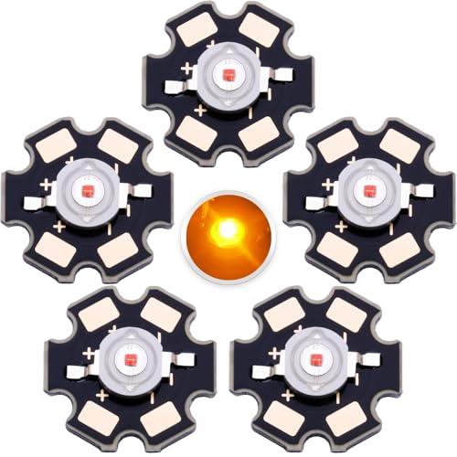 Puce LED jaune 2W COB lot de 5 avec circuit aluminium 20mm pour réparation