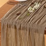 LINXTAR Nude Table Runner Cheesecloth Table Runner 14FT Farmhouse Table Runners 160 Inches Fall Table Decor Dining Room Centerpiece Wedding Boho Baby Shower Birthday