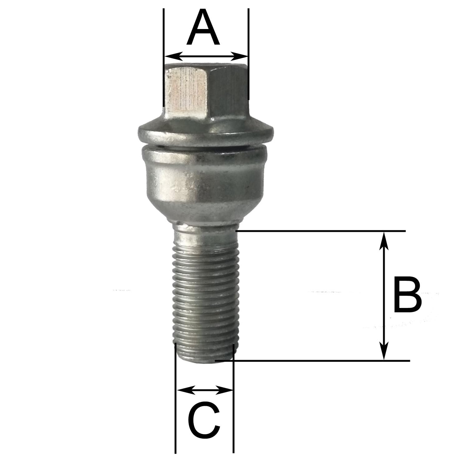 TRACER 20x Wheel Bolts M14 x 1.5 Ball Collar 2-Piece R14 35 Spanner Width 17 mm Compatible with Audi, A8 (4H), A8 (4H) Long, A8 (4H) Quattro