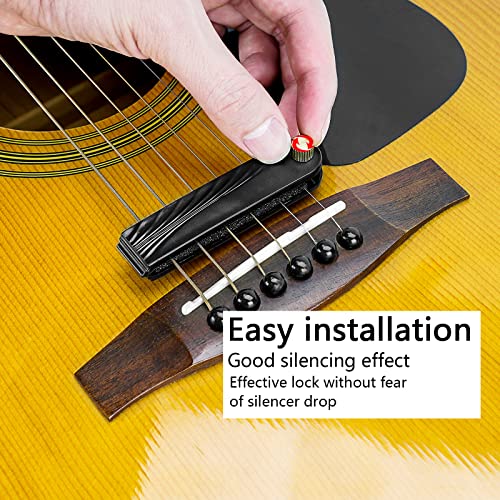 Musiin Guitar Silencer, Muffler, String Mute Accessory - Home Practical Guitar Mute Accessory for Acoustic & Folk Guitars, Training Tool with Instrument Accessories (Black) - Thumbnail 4