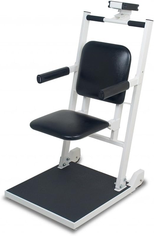 Detecto Digital Chair Scale with Flip Up Seat and Arm Rests with Concealed Wheels