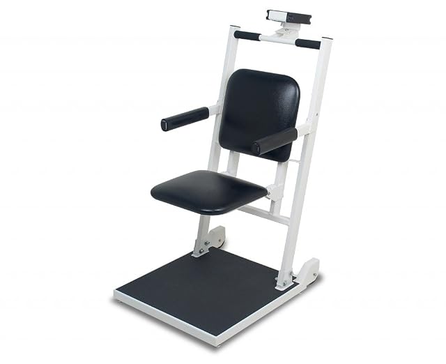 Detecto Digital Chair Scale with Flip Up Seat and Arm Rests with Concealed Wheels