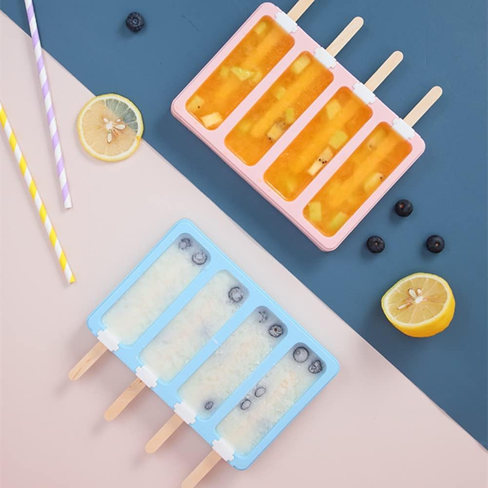 Dimoxii Eis Am Stiel Formen 4er Set - BPA Frei Mit 200 Stäbchen