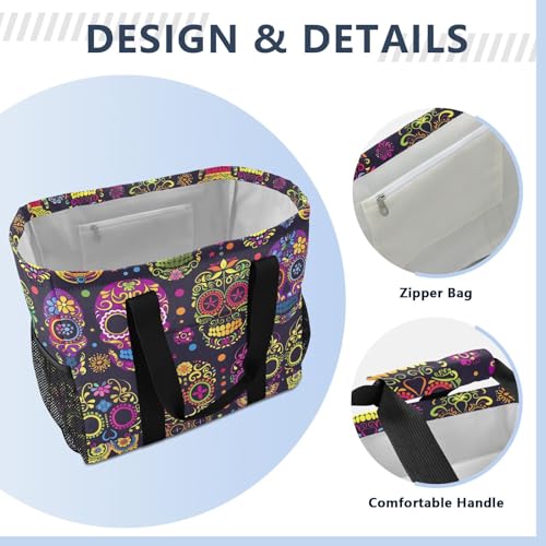 ALAZA Mushroom Green Leave Waterproof Beach Tote Bags4