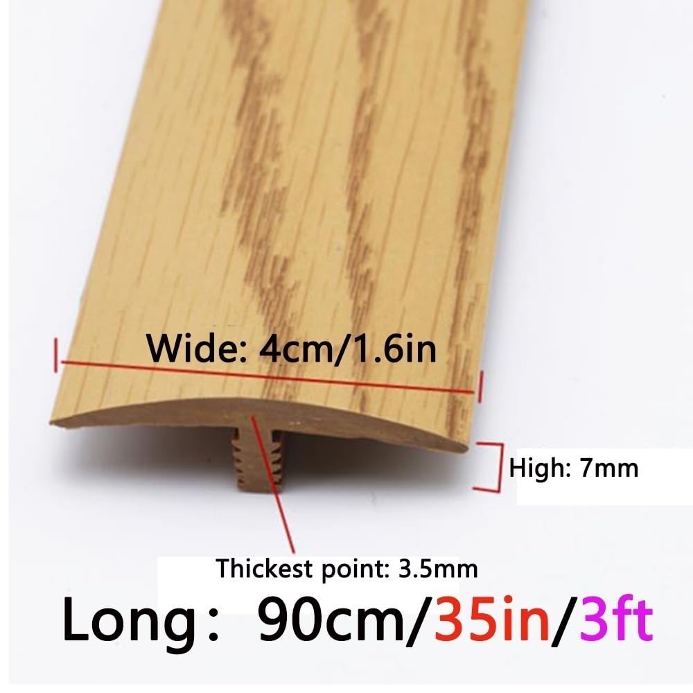 Couvercle de connexion d'espace de sol moulé en T de 90 cm/35,4 pouces, bande de transition de sol découpable, bande de bord de sol en vinyle for bois, stratifié, carrelage(Mahogany)