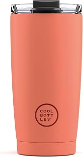 Cool Bottles - Tumbler - Thermal stainless steel glass - 550 ml - Coral cake - Coffee seam - Airy lid - Cold drinks 10 hours and hot 5 hours - Stain-free product