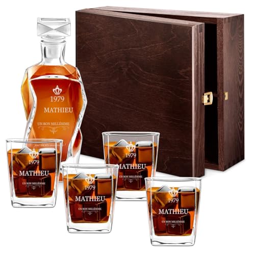 Maverton - Decantador Personalizado 700ml Con 4/6 Vasos 250ml - Set De Whiskey Con Grabado- Regalos Originales Para Hombre - Regalo Hombre - Ideal Para Padre Abuelo Amigo Whisky Amateur