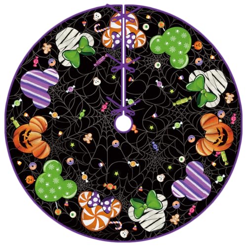 Halloween Tree Skirt 48 Inch Cartoon Mouse Tree Collar Halloween Decorations for Home Party