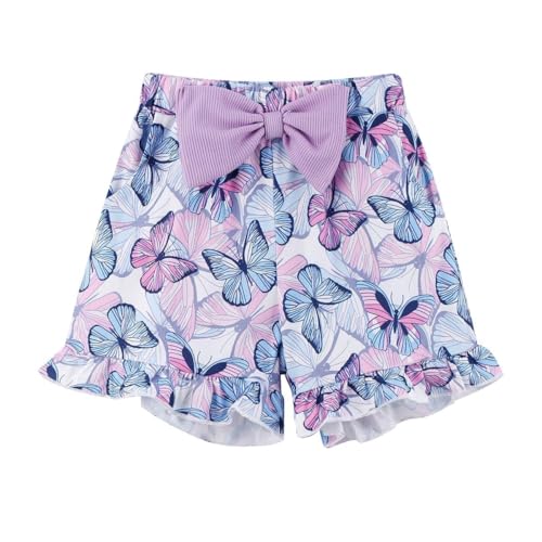 Image of Barlver Girls 2 Piece Short Set Baby Girl Summer Clothes Ruffle Sleeve T-Shirt and Bow Knot Shorts Toddler Girl Outfit Set