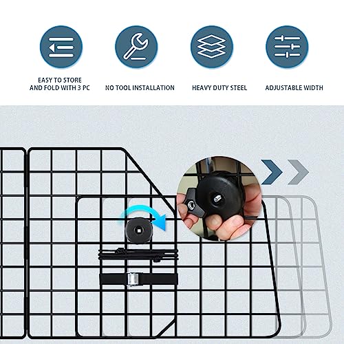 Feed Garden Adjustable Dog Car Barrier For Suvs,Cars,Vehicles, Trucks, Universal-Fit Pet Divider Gate Large Pet Barrier For Cargo Area 36.6" To 59" Width Black #TOP2