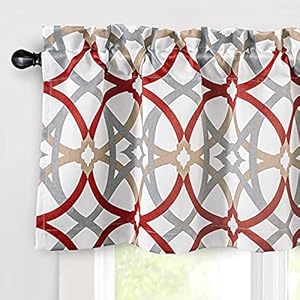 Driftaway3pieceredkitchen36inchcurtainswithvalanceandtiersetslightfilteringgeomidcenturyrodpocketcafeshortcurtainsforsmallhalfwindowbathroomlivingroom Urban Country Home Decor Driftaway 3 piece red kitchen 36 inch curtains with valance and tier sets light filtering geo mid century rod pocket cafe short curtains for small half window bathroom living room urban country home decor