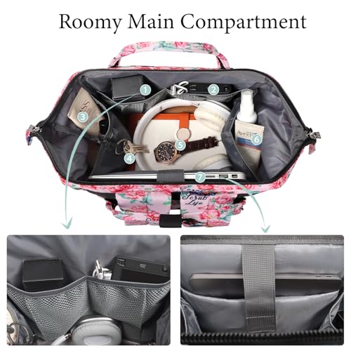 Image of Gatycallaty Nurse Backpack for Work, Water-Resistant Medicine Bookbag with 15.6 inch Laptop Compartment, Nursing Travel Bag with Zip-Top Closure (Pink)