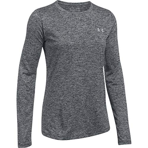 Under Armour Women's Tech Twist Crew Long-Sleeve T-Shirt, Black /Metallic Silver, Small