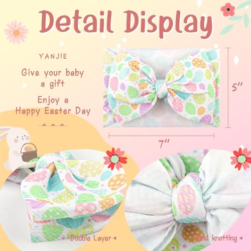 YanJie 7" Easter Baby Girl Bows Egg Headband Easter Hair Bows large Easter Baby Headband Toddler Girls Hair Accessories Infant Bow Pink Purple4