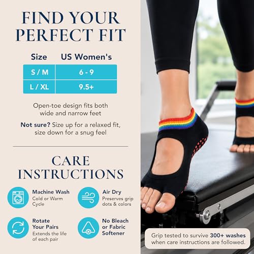 Image of Tucketts Allegro Toeless Pilates Socks with Grips for Women, Non-Slip Open-Toe Grip Socks, Yoga, Barre, Dance, Reformer, Home