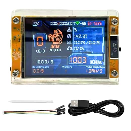 Bitcoin Miner BTC V2 NMMiner,Crypto Miner for ESP32 2.8" Smart Display Development Board, 1003 H/s Hashrate, Desktop Solo Lucky Miner Bitcoin Mining Machine for Educational Use (Yellow)