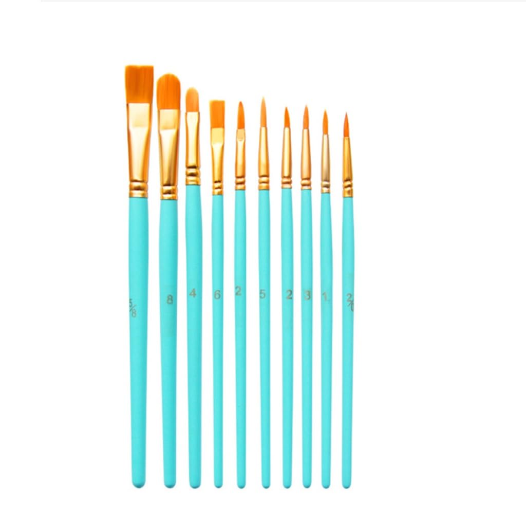 XBTGS Acryl-Pinsel-Set, rund, spitz, Nylon, für Acryl-, Öl-, Aquarellmalerei, 10-teiliges Pinsel-Set, blau, wie abgebildet, blau wie abgebildet