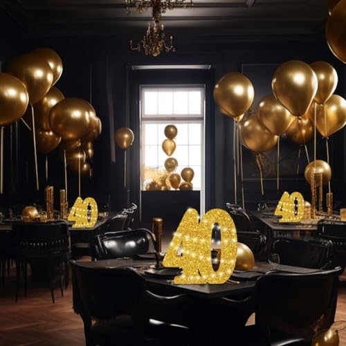 Decoraciones de 40 aniversario con centros de mesa de 30 cm 3