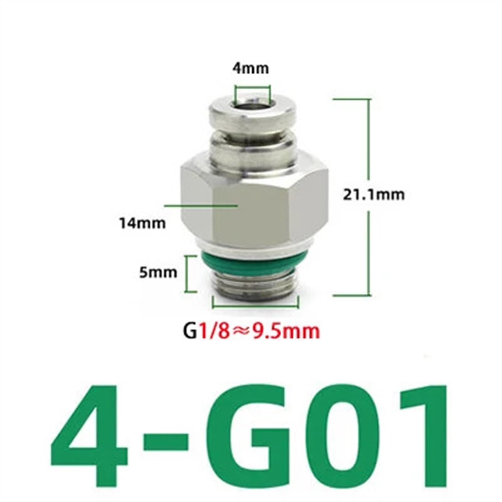 PC-G Straight-Through Pneumatic Quick Connector 304 Stainless Steel G1/8 1/4 3/8 1/2 External Thread Hose Connector 4 6 8 10mm (Color : PC4-G01)