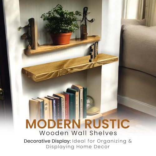 MKGT Rustic Floating Shelf - Solid Wooden Shelving Wall (Dark Oak, 100cm) - Image 4