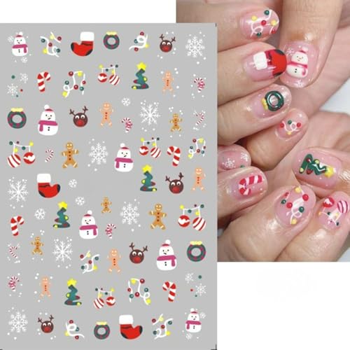 8 Sheets Christmas Nail Art Stickers,3D Christmas Nail Decals Self-Adhesive with Santa Claus Snowflake Elk Deer Snowman Xmas Tree Design, Manicure Decal Christmas Nail Art DIY Decor Supplies for Women - Image 8