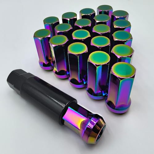 Image of M12x1.5 Lug Colorful. Nuts Lug,Spiked Lug nut for ACU ra, Honda, Chevy, Hyundai, Toyota, Lexus, 20PCS 12x1.5 Lug Nuts with Socket Key.