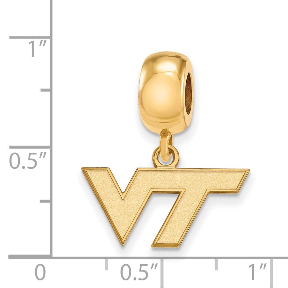 LogoArt 14k Yellow Gold Plated Sterling Silver Virginia Tech XS Dangle 'VT' Bead Charm