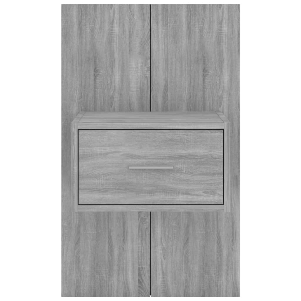 Mesita de noche multifuncional de pared hecha de material de madera para montaje en pared con cajón – Mesita de noche montada en la pared con almacenamiento gris Sonoma 2 unidades
