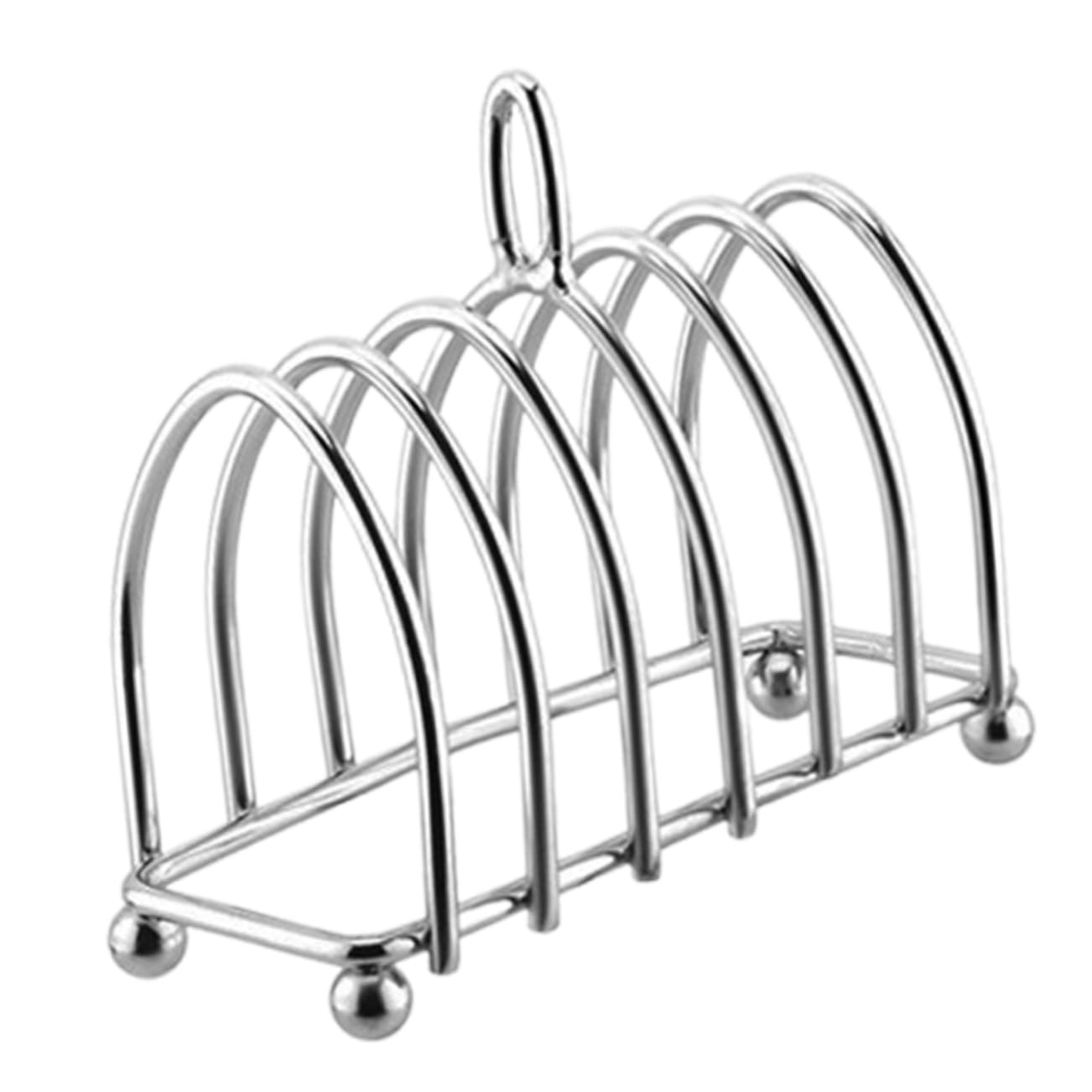 CONGARTENO Sturdy Metal Toast Rack 6 Slice Bread Holder Compact Stainless Steel Toast Stand