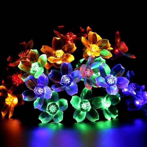 Image of One94Store Silicone Flower String Lights - 14 LED, 3 Meter Multi-Color - Decorative Fairy Lights for Indoor /Outdoor, Garden, Diwali, Christmas, Wedding, Party & Festival Decoration (Pack of 1)