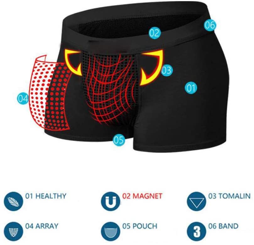 Wysokiej Jakości Męskie Bokser Bokser Magnetyczny Therapy Bawełniane Kryszki Elastyczny 3-Pack, Xxxl.(Size:XL)