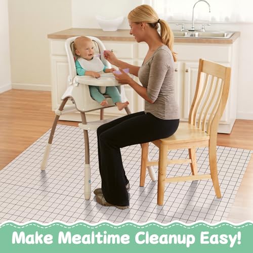 Image of 30 Pack Disposable Splat Mat for Under High Chair, Baby Biodegradable High Chair Mat for Floor, 55 inch x 39 inchFood Catcher for High Chair, Under High Chair for Baby Led Weaning, Home & Restaurant Use