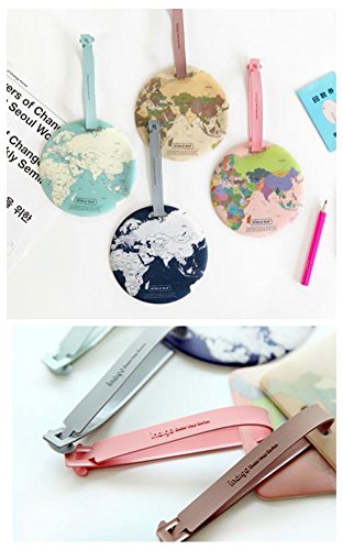 King&Pig 4Pcs World Map Luggage Tags Suitcase Luggage Tags Travel Accessories Baggage Name Tags #TOP4