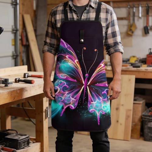 Delantal Neon Butterfly para hombres y mujeres con bolsillos miniatura 5