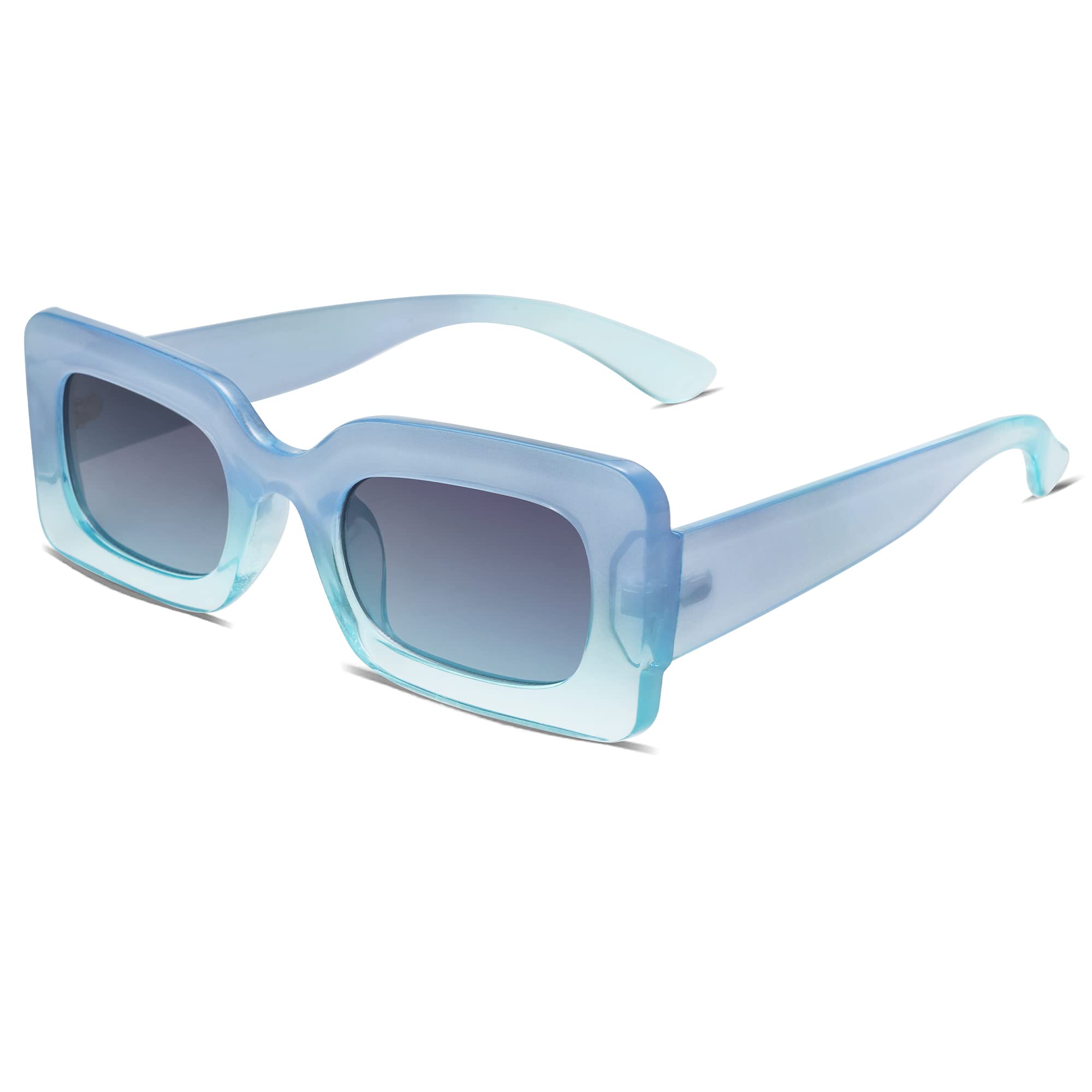 SOJOS Retro 90s Nude Rectangle Sunglasses Womens Mens Trendy Chunky Glasses