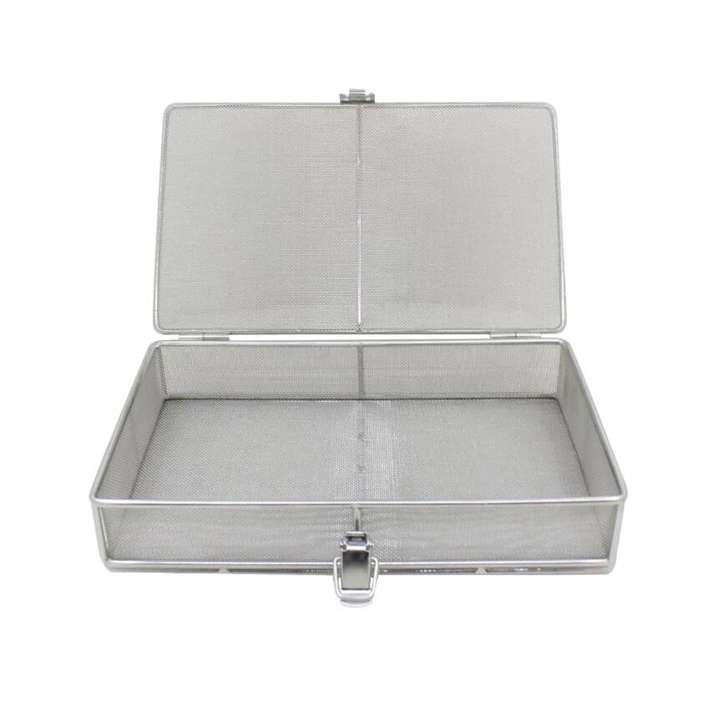 Instrumentententablett Sterilisationskörbe mit Deckel, Edelstahl, Hochtemperatur- & Druckwerkzeug, 23 x 12 x 5 cm, poröses Design für sicheren chirurgischen Gebrauch