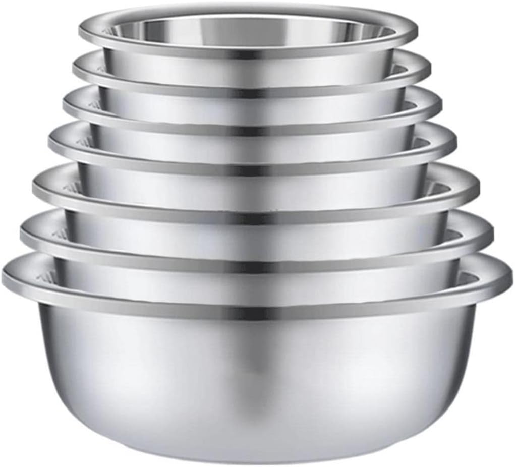 304 Stainless Steel Mixing Bowls 7-Piece Sets, Pots and Pans Nesting Bowls, Induction Cooker Heating, Cookware Sets, Baking, Cooking Bowl