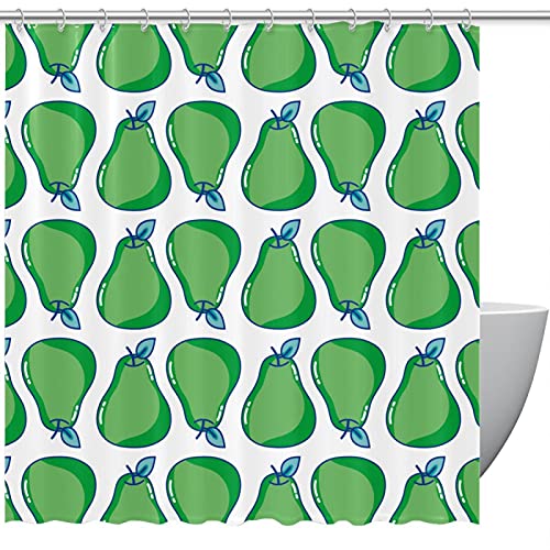 Rideau de douche poire verte lavable et résistant de 168x183 cm