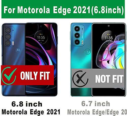 Funda para Motorola Edge 2021 con absorción de golpes y textura de fibra de carbono azul 2