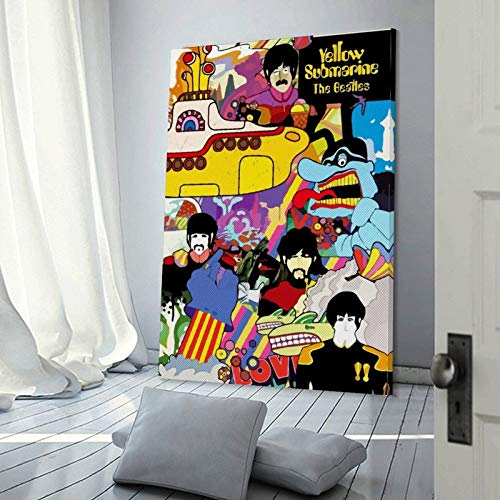 TIANDOU Posters The Beatles Yellow Submarine Impression sur toile pour décoration de chambre familiale moderne 60 x 90… - Les Beatles, Paul McCartney, John Lennon, RIngo Starr, George Harrison TIANDOU Posters The Beatles Yellow Submarine Impression sur toile pour décoration de chambre familiale moderne 60 x 90… – Image 4