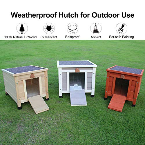 Hicaptain Cat House Outdoor, Feral Cat Shelter, Outside Rabbit Hutch Weatherproof Wooden Small Animal House and Habitats - Thumbnail 4