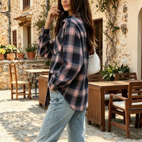 Plaid Shirts for Women Collared Long Sleeve Button Down Shirt Fall Tops - image 5