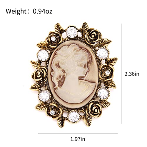 Image of lureme Vintage Elegant Victorian Lady Beauty Cameo with Crystal Brooch Pin (br000017)