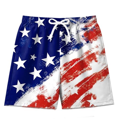 Image of Ithalt Boys 4th of July Swim Trunks 250 Anniversary USA Swimsuits American Flag Beach Swimsuit Toddler Swim Shorts