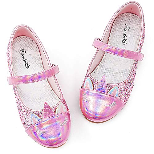 Furdeour Present Costume Toddler Girls Princess Dress Up Shoes Unicorn Pinatas for Birthday Party Gift Pink Slipper Size 9 Kids Loafers Flower Girls Wedding Party Slipper(2502Pink 9)