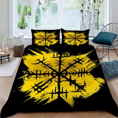 Parure de lit Runes 2 personnes réversible en microfibre douce