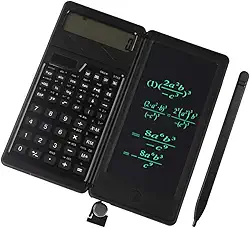 Calculadora Científica com Lousa Digital Bloco de Notas 240 Funções Preta 12 Dígitos Visor Duplo Tablet para Escrever Premium Engenharia - Acompanha Caneta