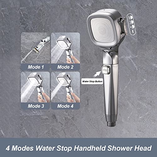 Iouhappy High Pressure 4-Mode Handheld Shower Head Filtered Shower Head, One-Key Stop Water Shower Heads With Handheld Spray, Extra Long 79 Inch Stainless Steel Hose, Wall & Overhead Brackets #TOP1