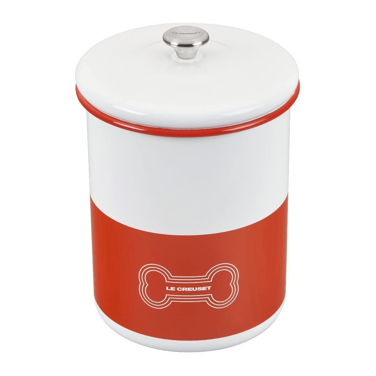 Le Creuset Esmalte en el pomo de acero inoxidable de 4.25 qt, tarro naranja de la golosina, 4.25 qt