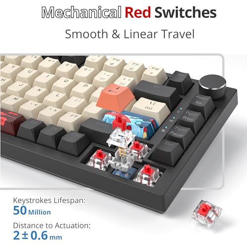 Image of Fogruaden Wired 75 Percent Gaming Keyboard, RGB Backlit 75% Percent Mechanical Keyboard, Gasket Mount TKL Mechanical Keyboard, Hot Swappable Red Switch, NKRO Compact Gaming Keyboard with Volume Knob